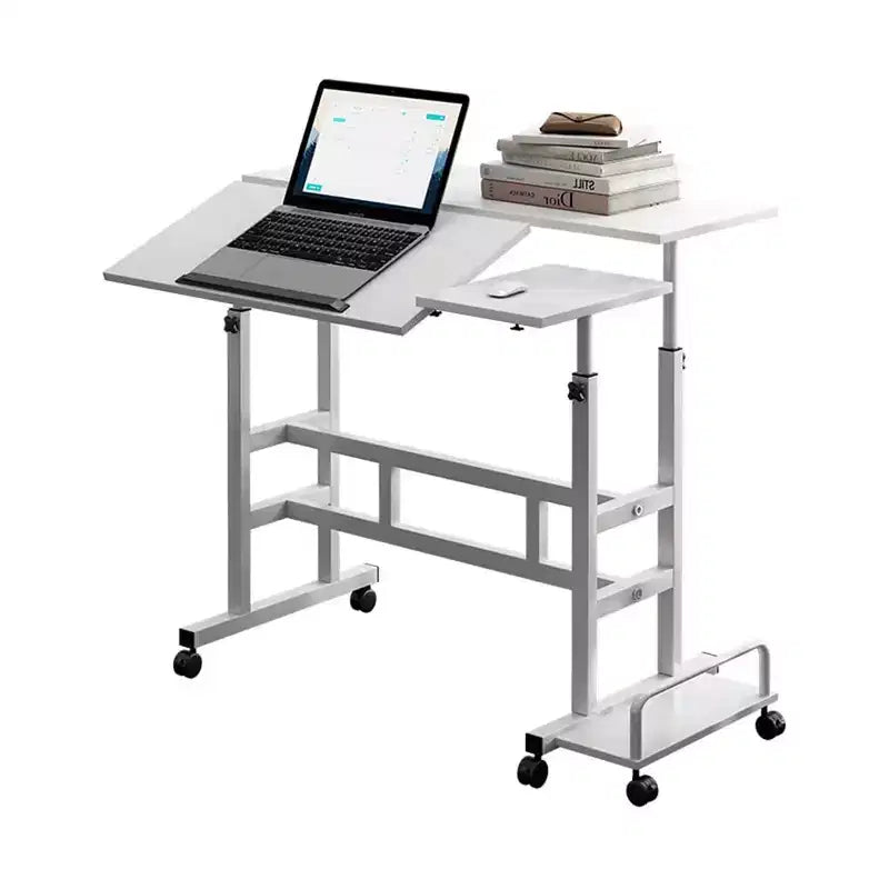 Small Standing Desk with Wheels, Mobile Stand Up Desk, Portable Standing Table on Wheels for Walking Pad, Rolling Computer Desk Adjustable Height