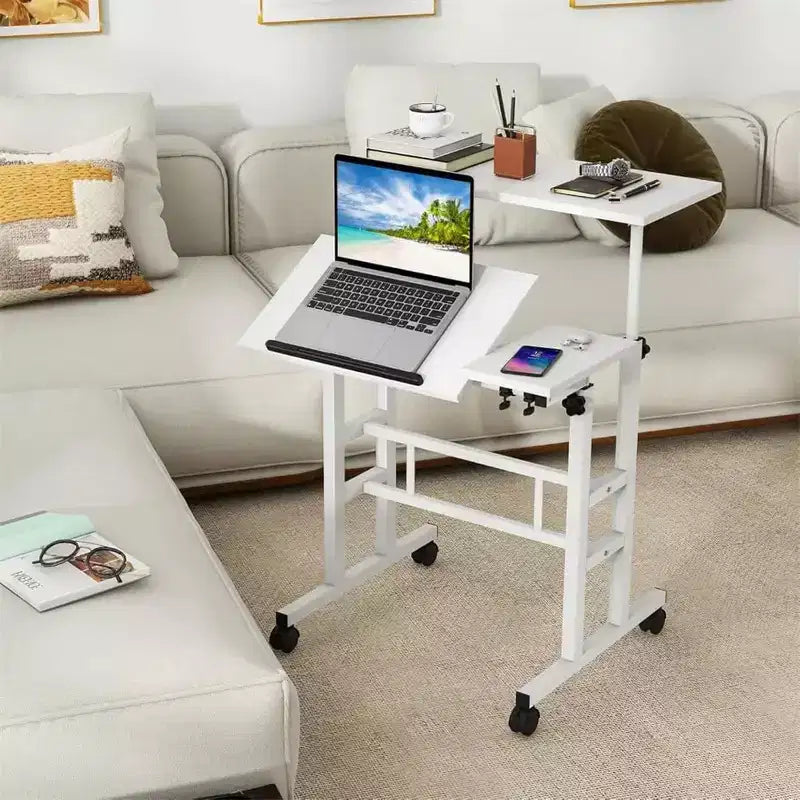 Small Standing Desk with Wheels, Mobile Stand Up Desk, Portable Standing Table on Wheels for Walking Pad, Rolling Computer Desk Adjustable Height