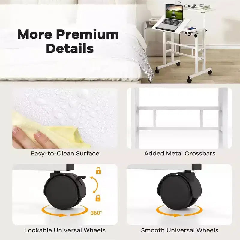 Small Standing Desk with Wheels, Mobile Stand Up Desk, Portable Standing Table on Wheels for Walking Pad, Rolling Computer Desk Adjustable Height