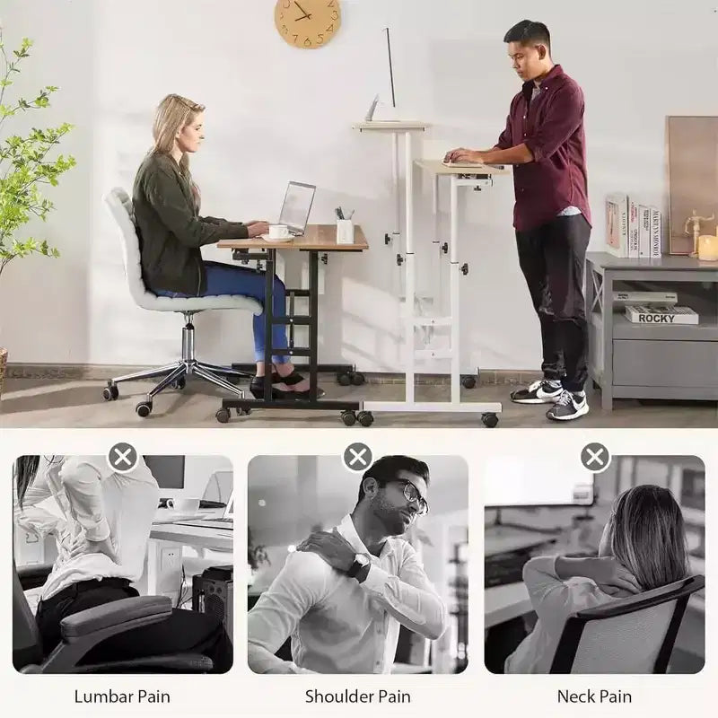 Small Standing Desk with Wheels, Mobile Stand Up Desk, Portable Standing Table on Wheels for Walking Pad, Rolling Computer Desk Adjustable Height