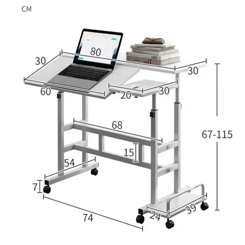 Small Standing Desk with Wheels, Mobile Stand Up Desk, Portable Standing Table on Wheels for Walking Pad, Rolling Computer Desk Adjustable Height