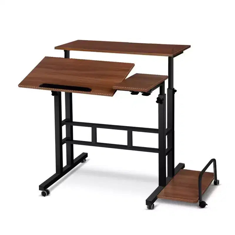 Small Standing Desk with Wheels, Mobile Stand Up Desk, Portable Standing Table on Wheels for Walking Pad, Rolling Computer Desk Adjustable Height