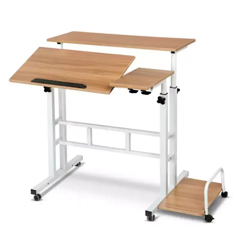 Small Standing Desk with Wheels, Mobile Stand Up Desk, Portable Standing Table on Wheels for Walking Pad, Rolling Computer Desk Adjustable Height