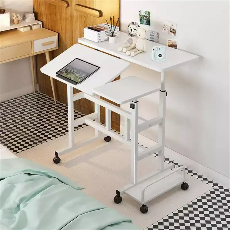 Small Standing Desk with Wheels, Mobile Stand Up Desk, Portable Standing Table on Wheels for Walking Pad, Rolling Computer Desk Adjustable Height