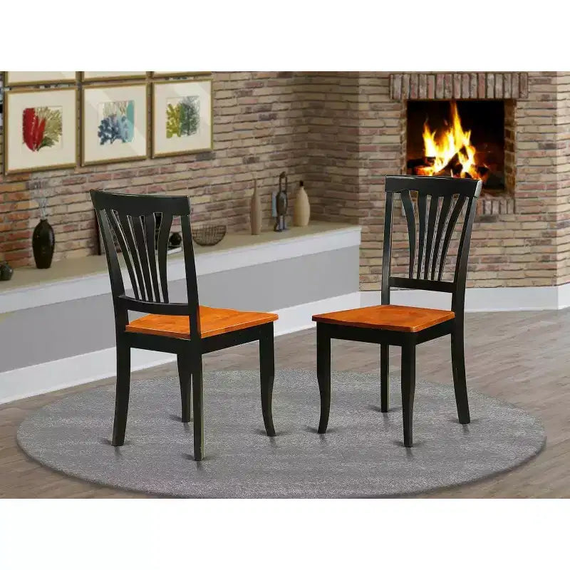 HomeStock Retro Relaxation Dining Chair Wood Seat - Set of 2, 22 x 18 x 36