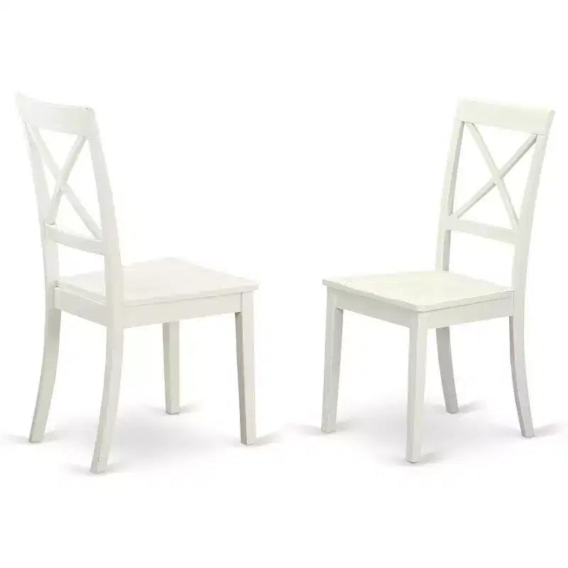 HomeStock Dining Room Cross Back Solid Wood Seat Chairs, Set of 2