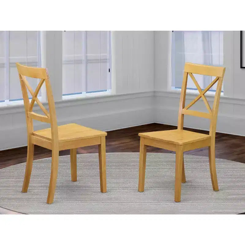 HomeStock Dining Room Cross Back Solid Wood Seat Chairs, Set of 2
