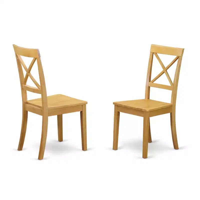 HomeStock Dining Room Cross Back Solid Wood Seat Chairs, Set of 2
