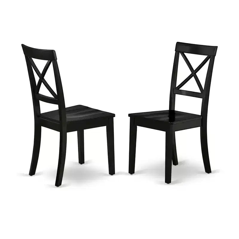 HomeStock Dining Room Cross Back Solid Wood Seat Chairs, Set of 2