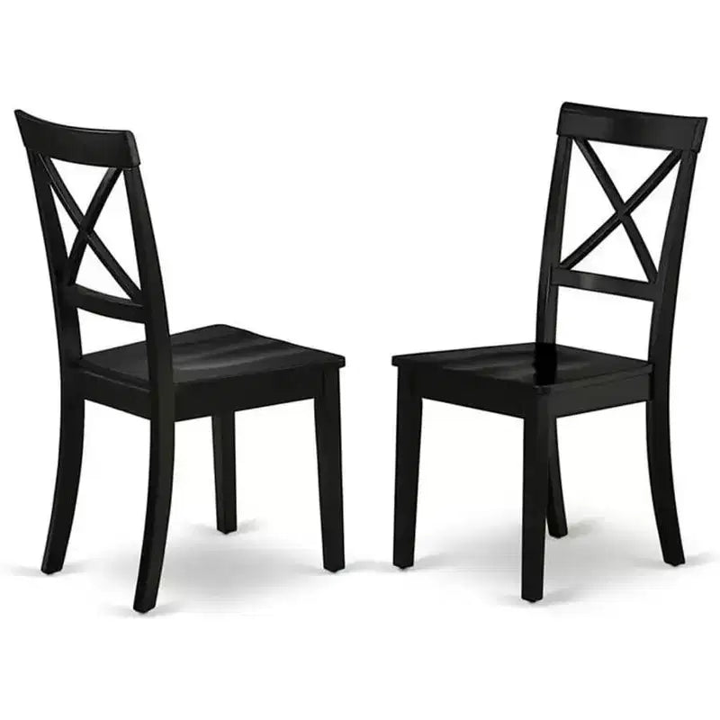 HomeStock Dining Room Cross Back Solid Wood Seat Chairs, Set of 2