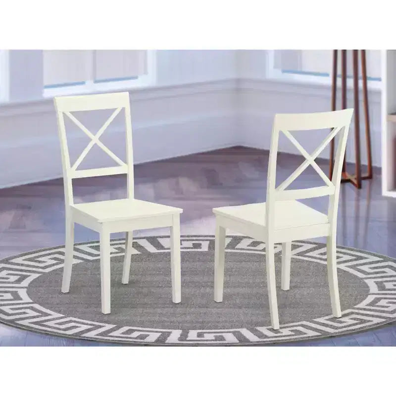 HomeStock Dining Room Cross Back Solid Wood Seat Chairs, Set of 2