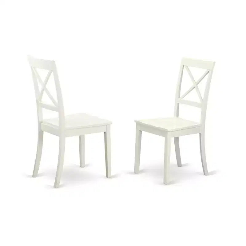 HomeStock Dining Room Cross Back Solid Wood Seat Chairs, Set of 2