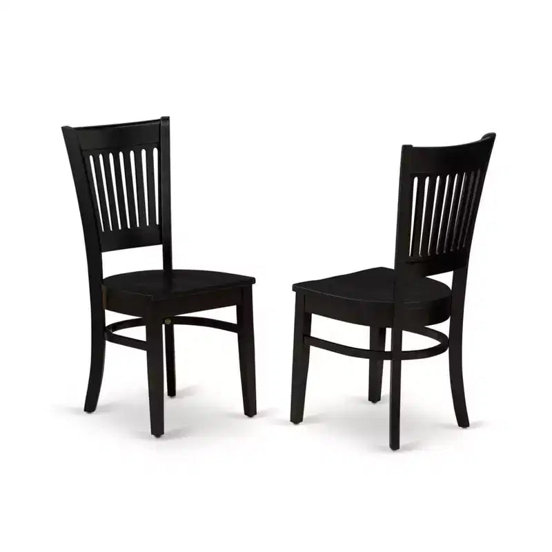 HomeStock Wooden Dining Chair 2-Piece Set- Wooden Seat and Slatted Back