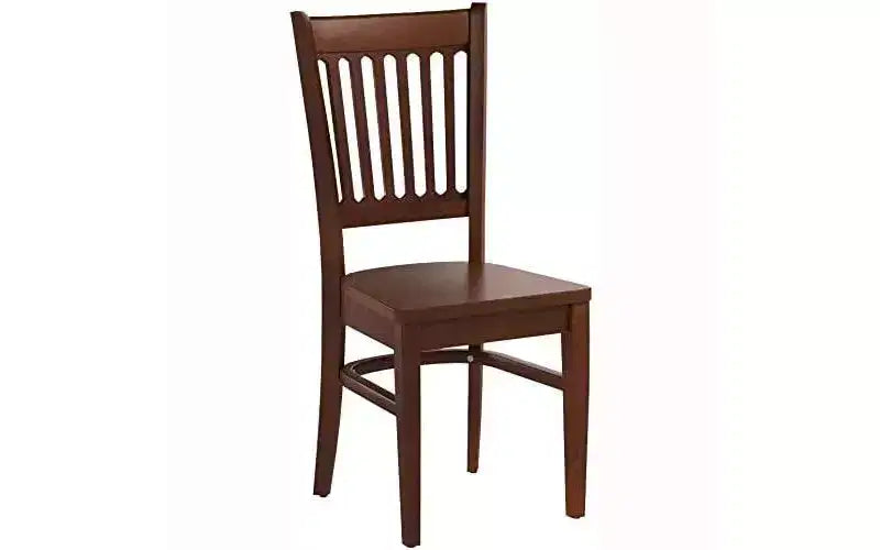 HomeStock Wooden Dining Chair 2-Piece Set- Wooden Seat and Slatted Back