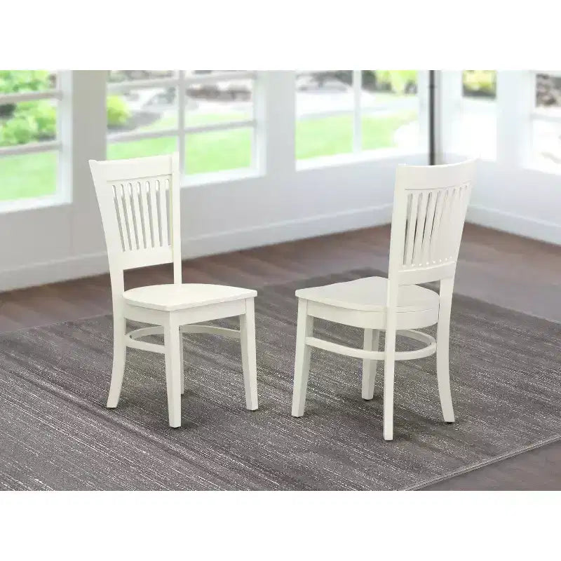 HomeStock Wooden Dining Chair 2-Piece Set- Wooden Seat and Slatted Back