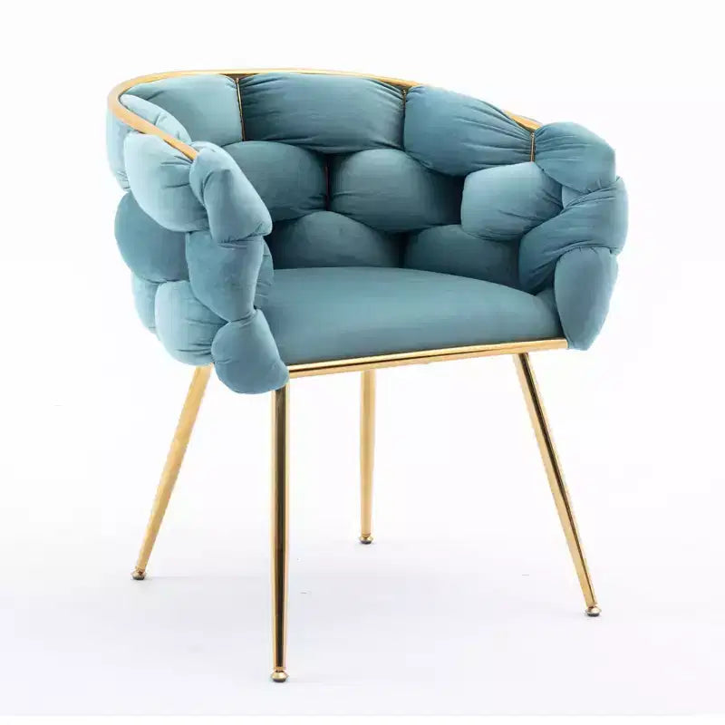 TROPOW Couch Accent Chair Modern Comfy Velvet Upholstered Barrel Chairs Metal Chair Foot Soft Lining Single Vanity Sofa Armchair