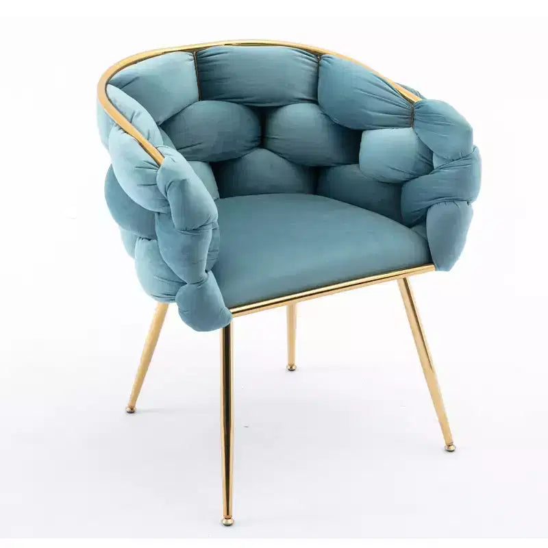 TROPOW Couch Accent Chair Modern Comfy Velvet Upholstered Barrel Chairs Metal Chair Foot Soft Lining Single Vanity Sofa Armchair