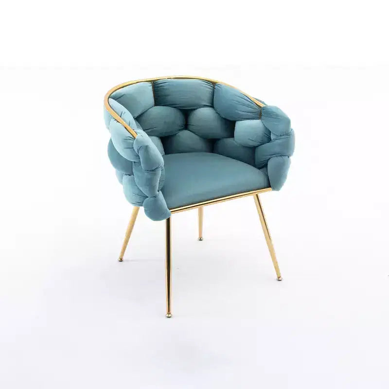 TROPOW Couch Accent Chair Modern Comfy Velvet Upholstered Barrel Chairs Metal Chair Foot Soft Lining Single Vanity Sofa Armchair