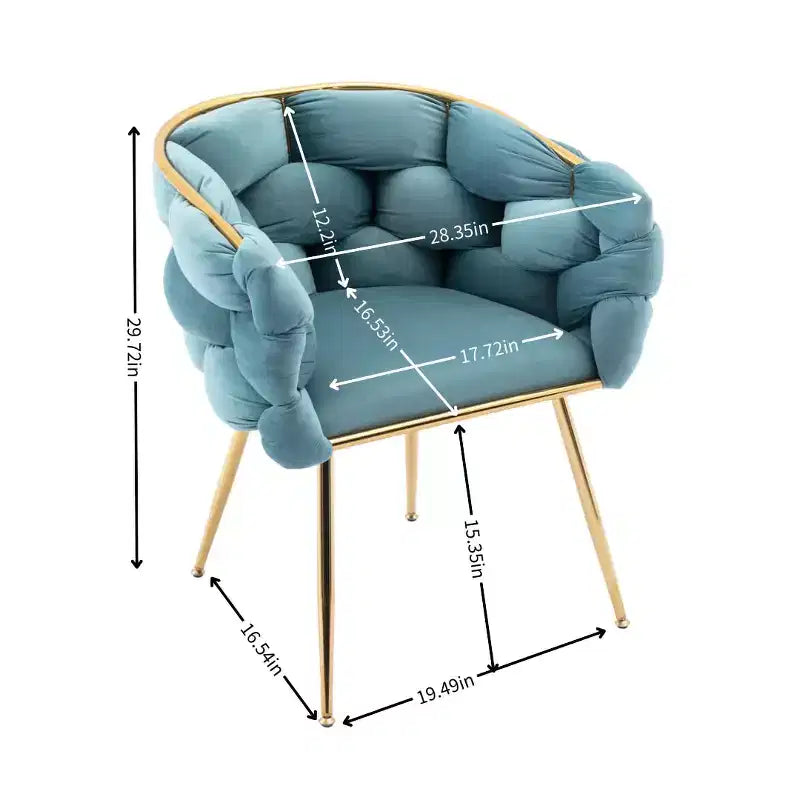 TROPOW Couch Accent Chair Modern Comfy Velvet Upholstered Barrel Chairs Metal Chair Foot Soft Lining Single Vanity Sofa Armchair