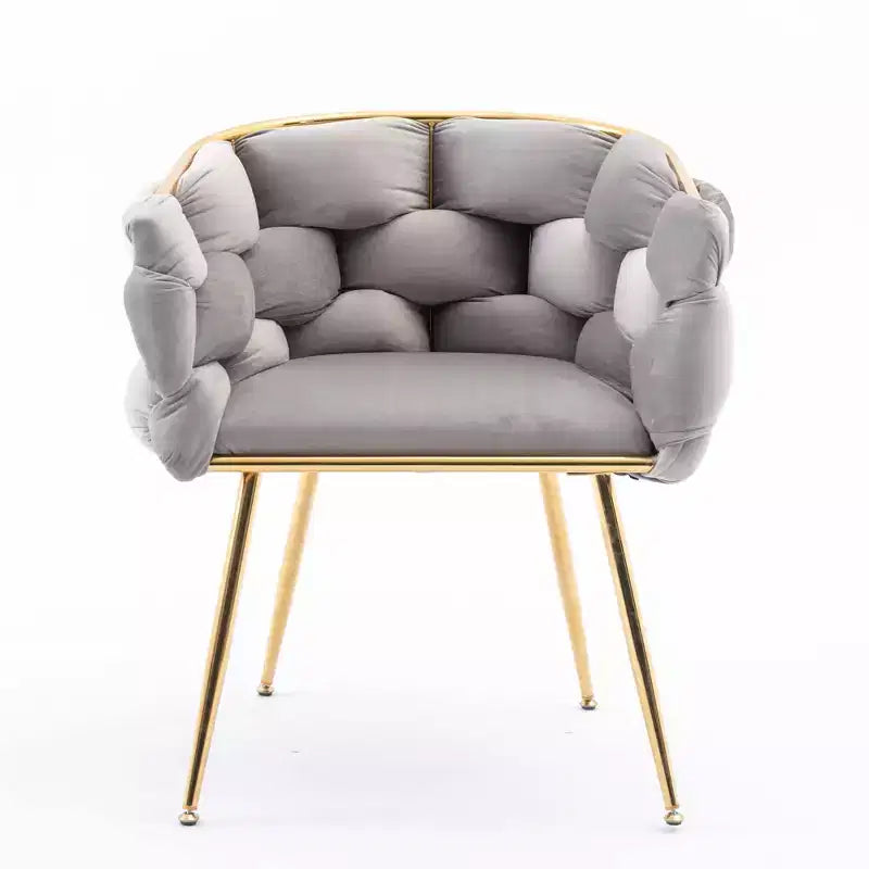 TROPOW Couch Accent Chair Modern Comfy Velvet Upholstered Barrel Chairs Metal Chair Foot Soft Lining Single Vanity Sofa Armchair