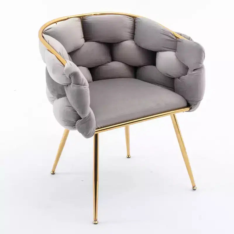 TROPOW Couch Accent Chair Modern Comfy Velvet Upholstered Barrel Chairs Metal Chair Foot Soft Lining Single Vanity Sofa Armchair
