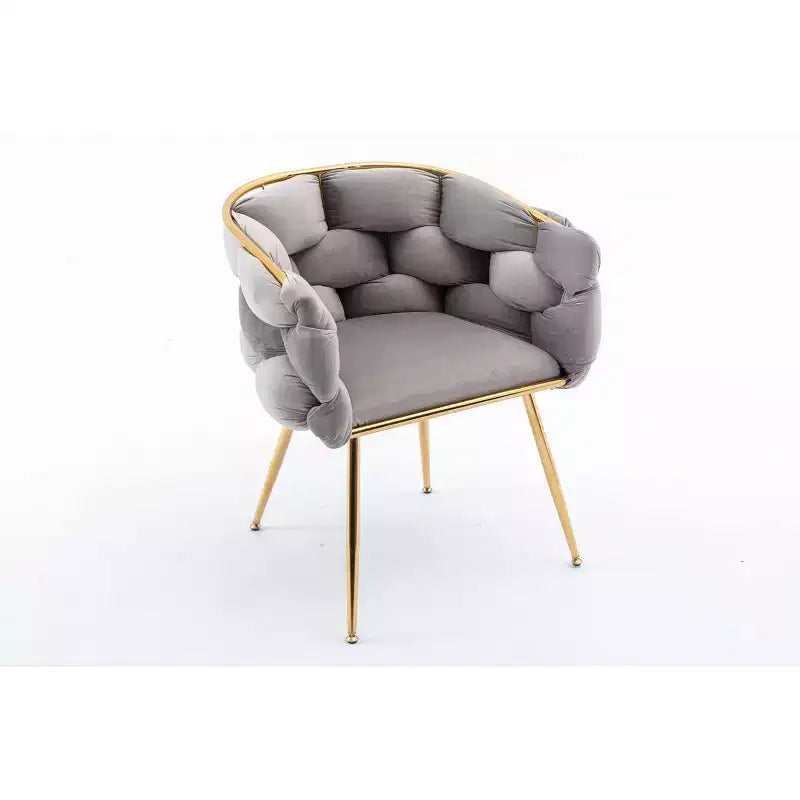 TROPOW Couch Accent Chair Modern Comfy Velvet Upholstered Barrel Chairs Metal Chair Foot Soft Lining Single Vanity Sofa Armchair