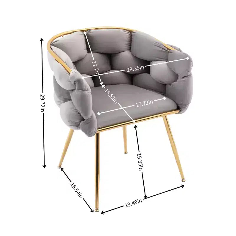TROPOW Couch Accent Chair Modern Comfy Velvet Upholstered Barrel Chairs Metal Chair Foot Soft Lining Single Vanity Sofa Armchair
