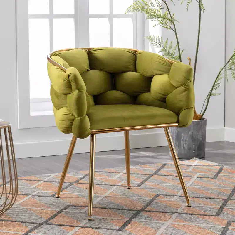 TROPOW Couch Accent Chair Modern Comfy Velvet Upholstered Barrel Chairs Metal Chair Foot Soft Lining Single Vanity Sofa Armchair