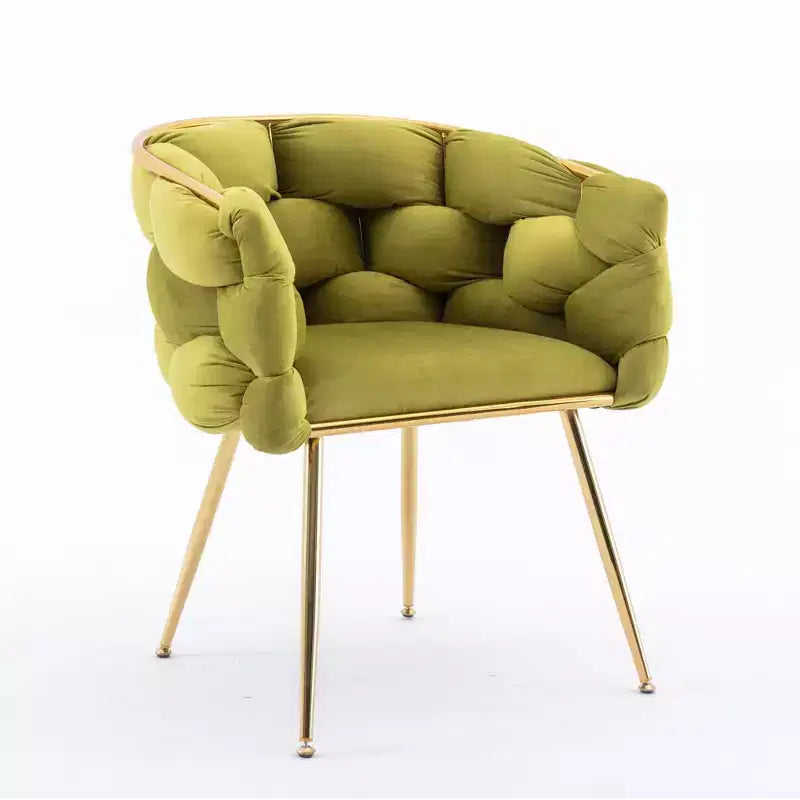 TROPOW Couch Accent Chair Modern Comfy Velvet Upholstered Barrel Chairs Metal Chair Foot Soft Lining Single Vanity Sofa Armchair