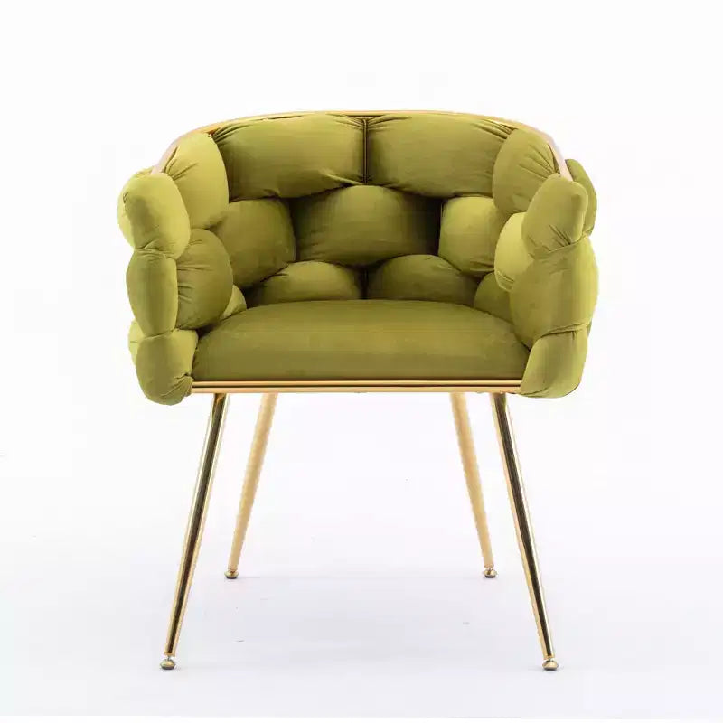 TROPOW Couch Accent Chair Modern Comfy Velvet Upholstered Barrel Chairs Metal Chair Foot Soft Lining Single Vanity Sofa Armchair