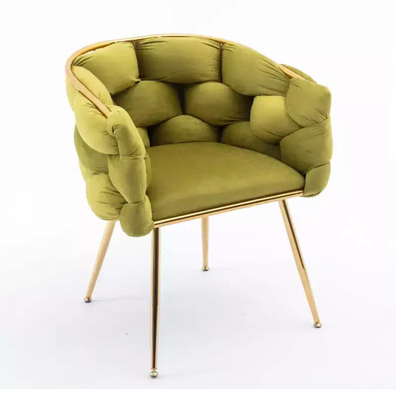 TROPOW Couch Accent Chair Modern Comfy Velvet Upholstered Barrel Chairs Metal Chair Foot Soft Lining Single Vanity Sofa Armchair