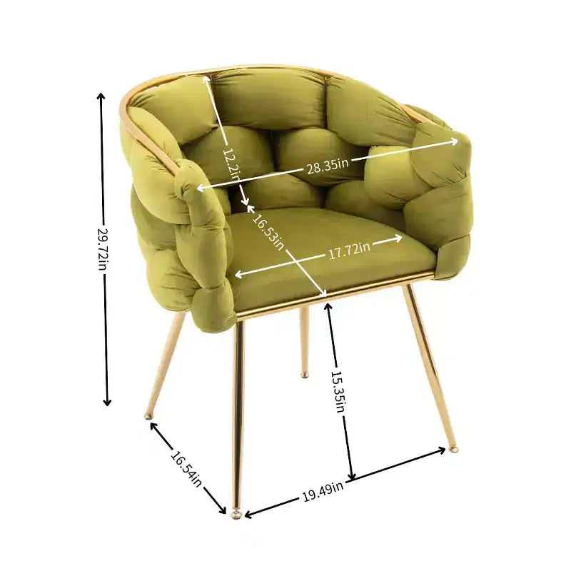 TROPOW Couch Accent Chair Modern Comfy Velvet Upholstered Barrel Chairs Metal Chair Foot Soft Lining Single Vanity Sofa Armchair
