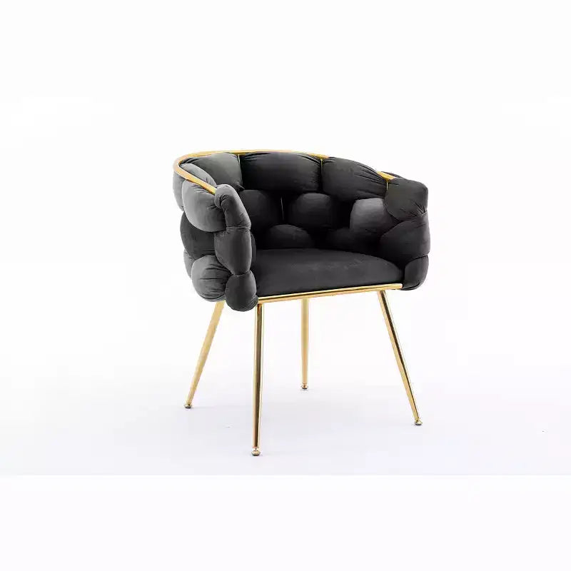 TROPOW Couch Accent Chair Modern Comfy Velvet Upholstered Barrel Chairs Metal Chair Foot Soft Lining Single Vanity Sofa Armchair