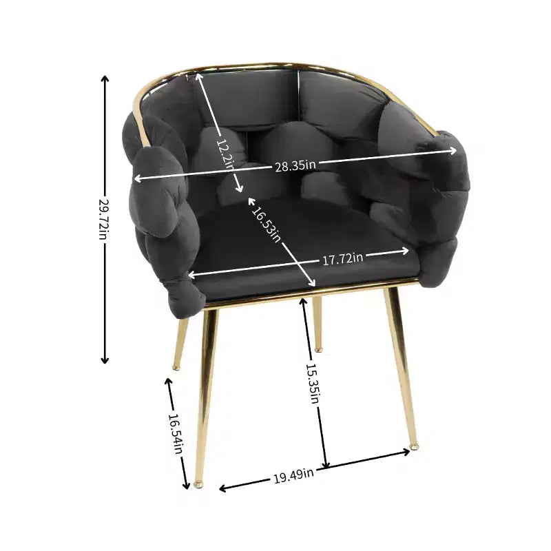 TROPOW Couch Accent Chair Modern Comfy Velvet Upholstered Barrel Chairs Metal Chair Foot Soft Lining Single Vanity Sofa Armchair