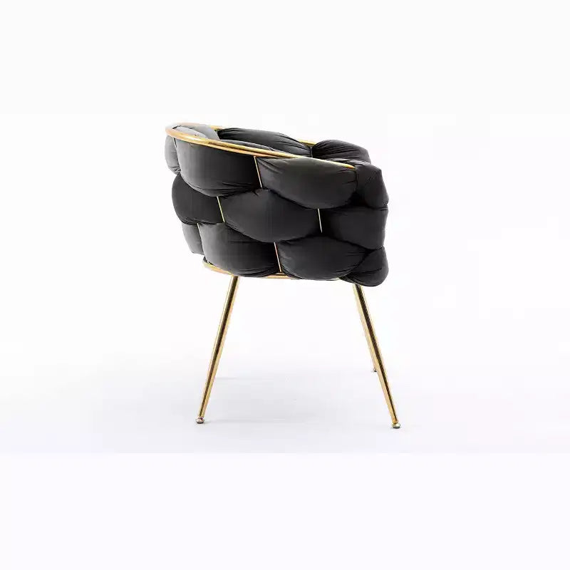 TROPOW Couch Accent Chair Modern Comfy Velvet Upholstered Barrel Chairs Metal Chair Foot Soft Lining Single Vanity Sofa Armchair