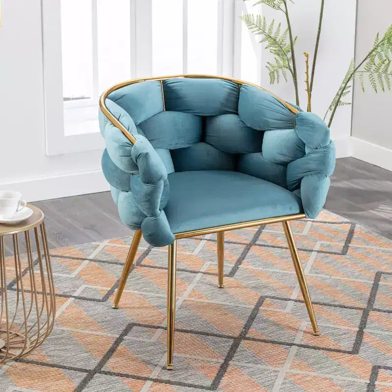 TROPOW Couch Accent Chair Modern Comfy Velvet Upholstered Barrel Chairs Metal Chair Foot Soft Lining Single Vanity Sofa Armchair
