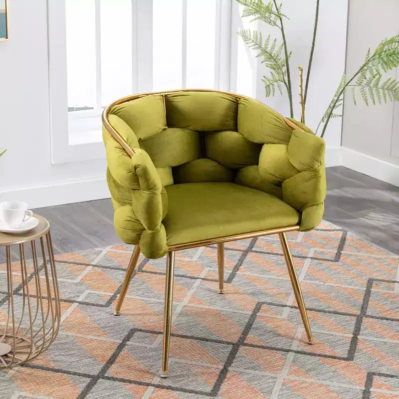 TROPOW Couch Accent Chair Modern Comfy Velvet Upholstered Barrel Chairs Metal Chair Foot Soft Lining Single Vanity Sofa Armchair