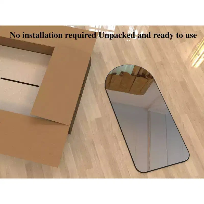 7132 Aluminium Arch Full Length Mirror, Living Room Mirror with Aluminum Frame, Large Standing Mirrors for Home Black