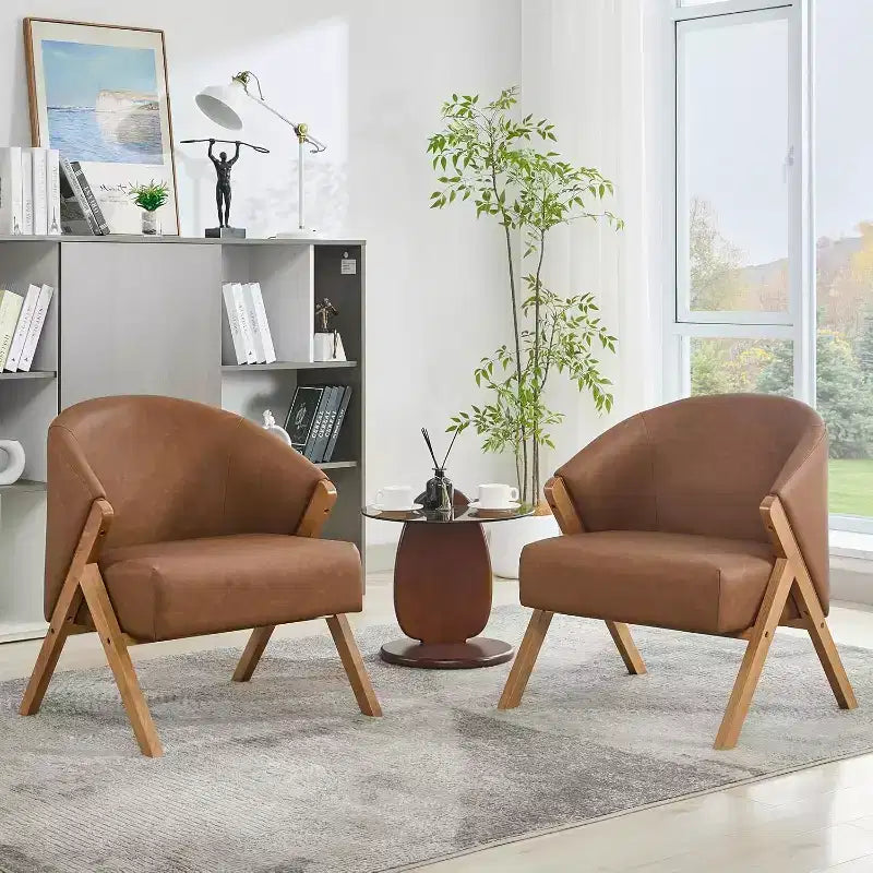 Mid-Century Modern Accent Chair with Boucle Upholstery, Low Profile Lounge Chair for Living Room, Bedroom, Comfortable Reading Chair with Wood Frame