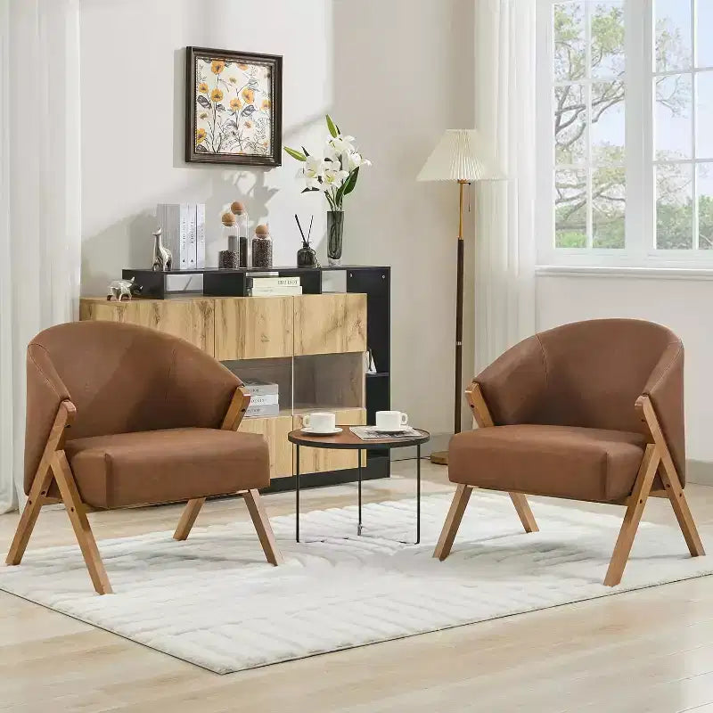 Mid-Century Modern Accent Chair with Boucle Upholstery, Low Profile Lounge Chair for Living Room, Bedroom, Comfortable Reading Chair with Wood Frame
