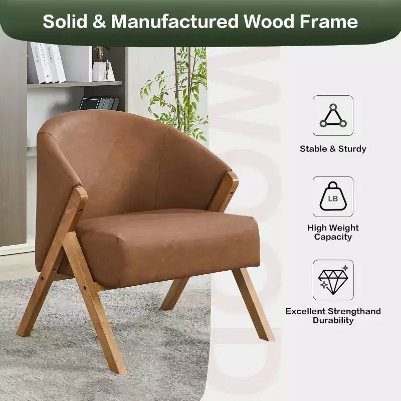 Mid-Century Modern Accent Chair with Boucle Upholstery, Low Profile Lounge Chair for Living Room, Bedroom, Comfortable Reading Chair with Wood Frame
