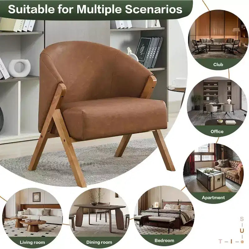 Mid-Century Modern Accent Chair with Boucle Upholstery, Low Profile Lounge Chair for Living Room, Bedroom, Comfortable Reading Chair with Wood Frame