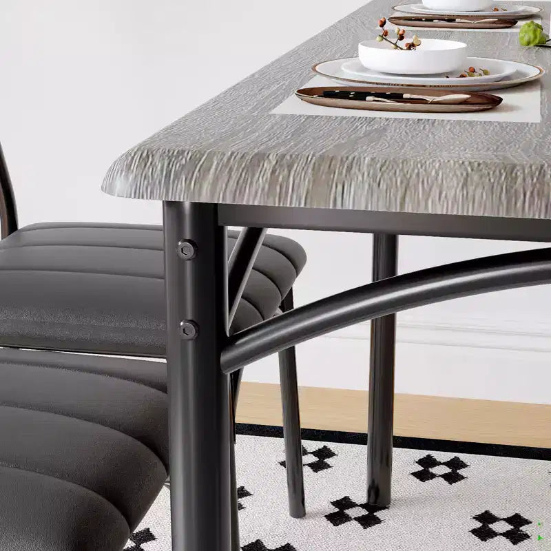 4-Piece Kitchen Dining Set with Table, Bench & 2 Chairs, Modern Space-Saving Dinette Set