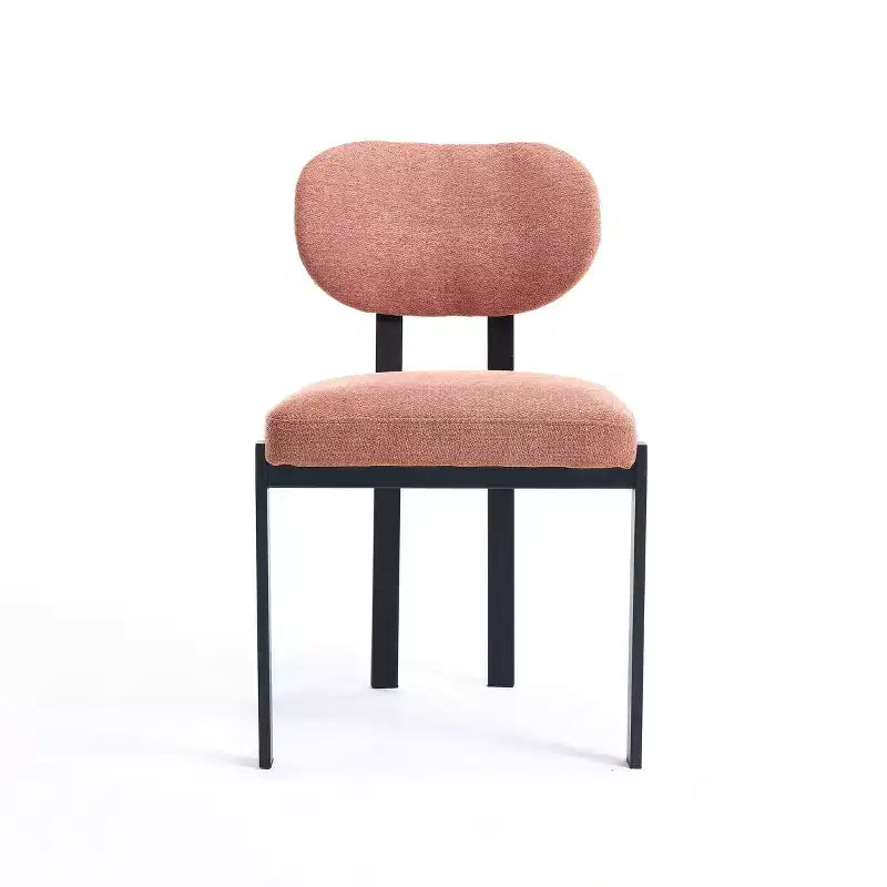 PexFix Modern Dining Room Chairs Set of 2 Mid-Century Upholstered Boucle Kitchen Dining Chairs Accent Side Chairs with Black Metal Legs Orange