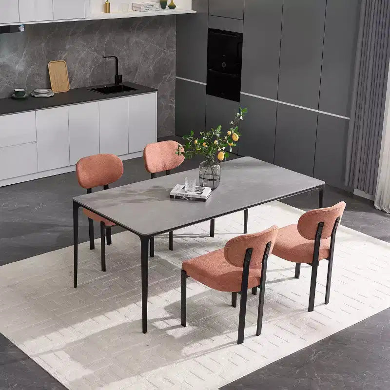 PexFix Modern Dining Room Chairs Set of 2 Mid-Century Upholstered Boucle Kitchen Dining Chairs Accent Side Chairs with Black Metal Legs Orange