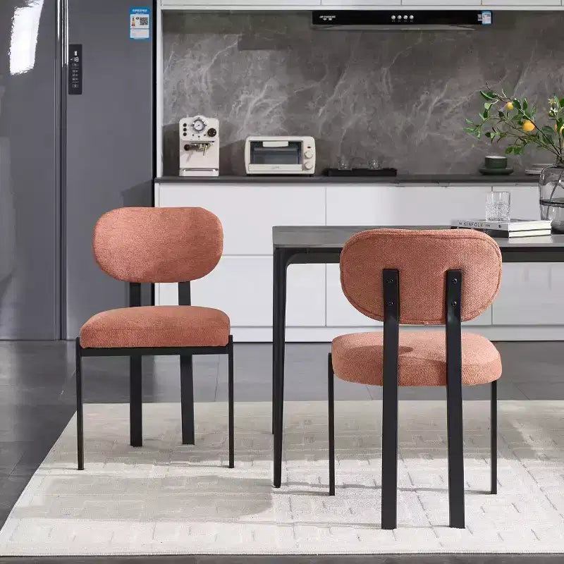 PexFix Modern Dining Room Chairs Set of 2 Mid-Century Upholstered Boucle Kitchen Dining Chairs Accent Side Chairs with Black Metal Legs Orange