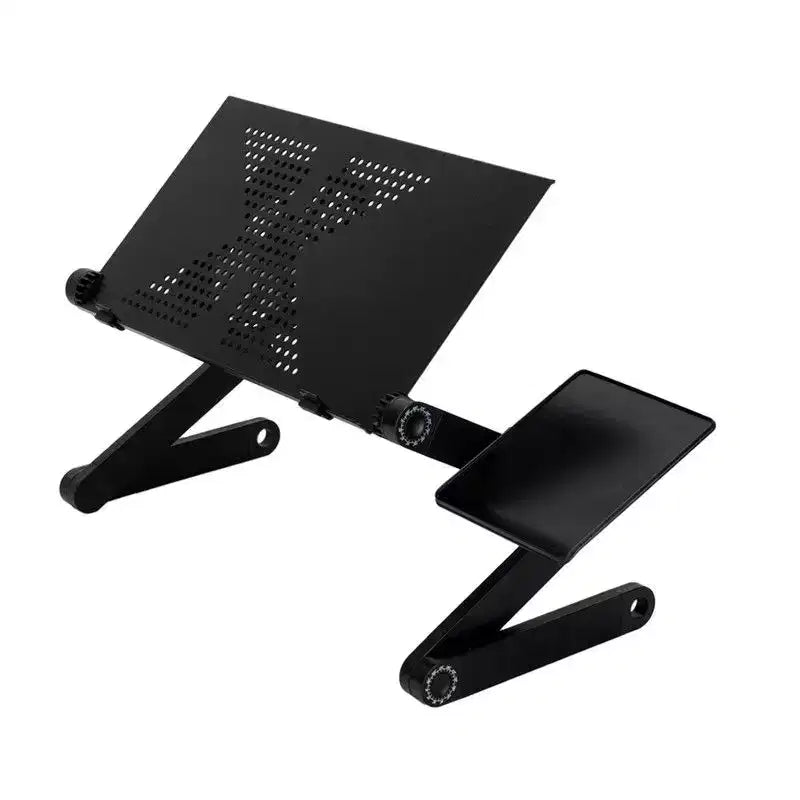 360-Degree Rotation Multifunctional Portable Folding Table with Fan & Mouse Black