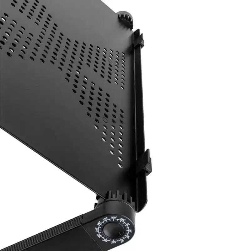 360-Degree Rotation Multifunctional Portable Folding Table with Fan & Mouse Black
