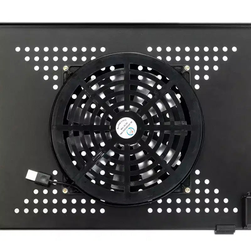 360-Degree Rotation Multifunctional Portable Folding Table with Fan & Mouse Black