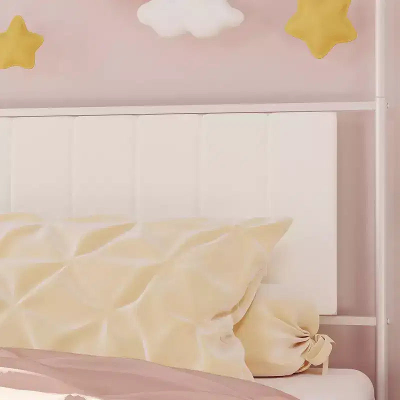Canopy Bed Frame with Upholstered Headboard, Decorative Arch Top Platform Bed, Underbed Storage Space,No Box Spring Needed